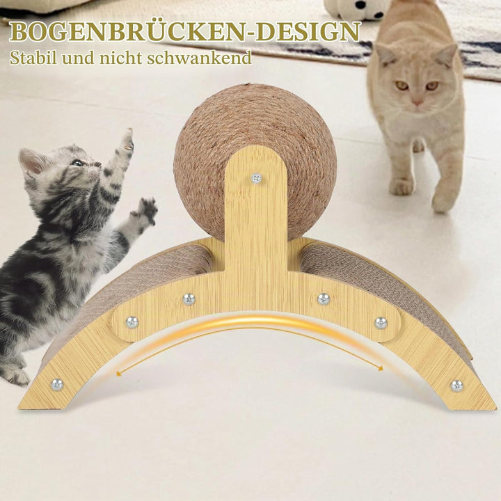 Kratzbrett für Katzen, Katzenspielzeug, 2-in-1 Katzenbett &amp; Kratzspielzeug mit Kratzball, ideal zum
