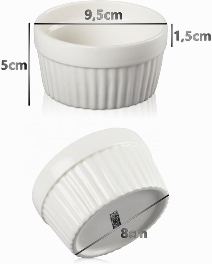6x Schälchen Ø 9cm aus Keramik Ofenfest Creme Brulee Dessertschale Pasteten Tapas Soufflé Auflauf Fö