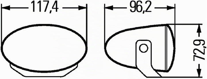 HELLA - Halogen-Fernscheinwerfer - FF 50 - E1 1210/ECE-R8 - 12V - oval - Referenzzahl: 12.5 - geschr