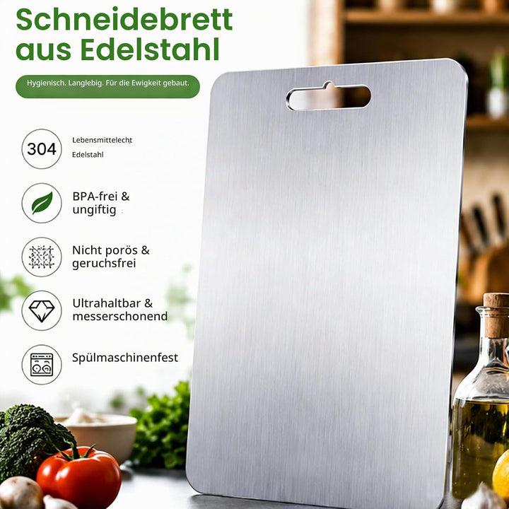 Edelstahl Schneidebrett Set 3-teilig, 1mm Ultra-Dünn &amp; Flexibel, Spülmaschinenfest &amp; Rostfrei, Doppe