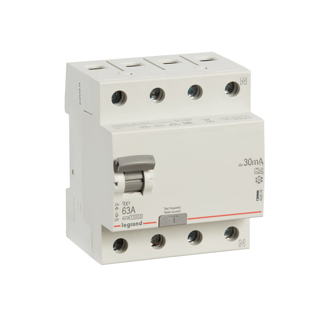 LEGRAND, FI-Schutzschalter 63A, 30mA; Fehlerstromschutzschalter/RCD, 4-polig - 63A / 30mA, 402076 Be