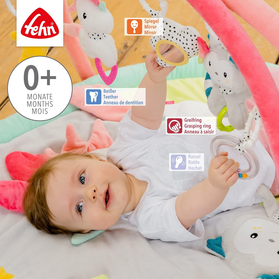 Fehn 3-D-Activity-Decke Spielbogen Aiko & Yuki – Krabbeldecke mit 5 abnehmbaren Spielzeugen zum Grei