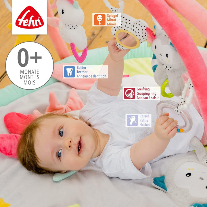 Fehn 3-D-Activity-Decke Spielbogen Aiko & Yuki – Krabbeldecke mit 5 abnehmbaren Spielzeugen zum Grei
