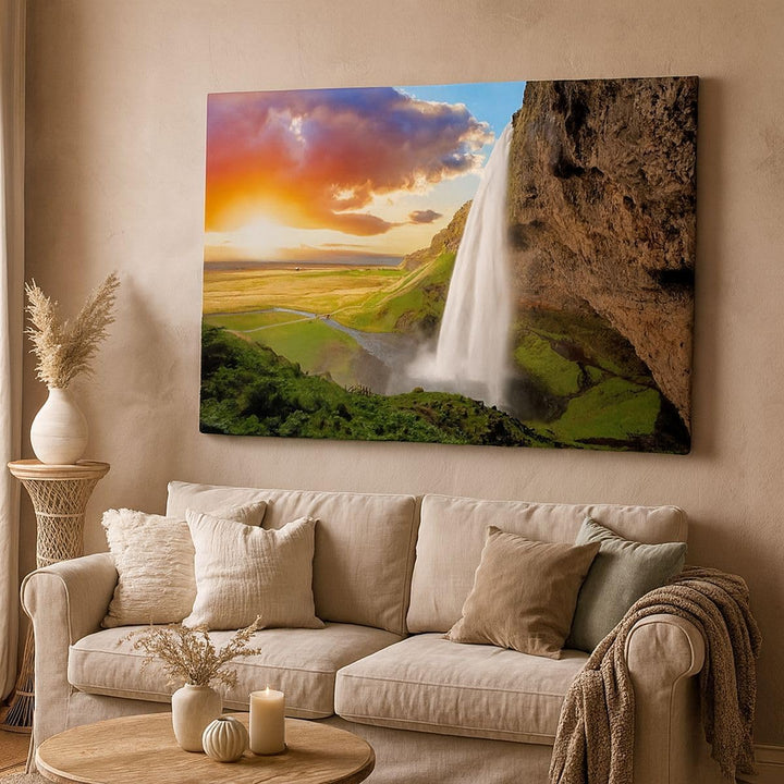 ARTTOR Bilder auf Leinwand 100x70cm Leinwandbild Geologie island Wiese Gross Wanddeko Bild Schlafzim