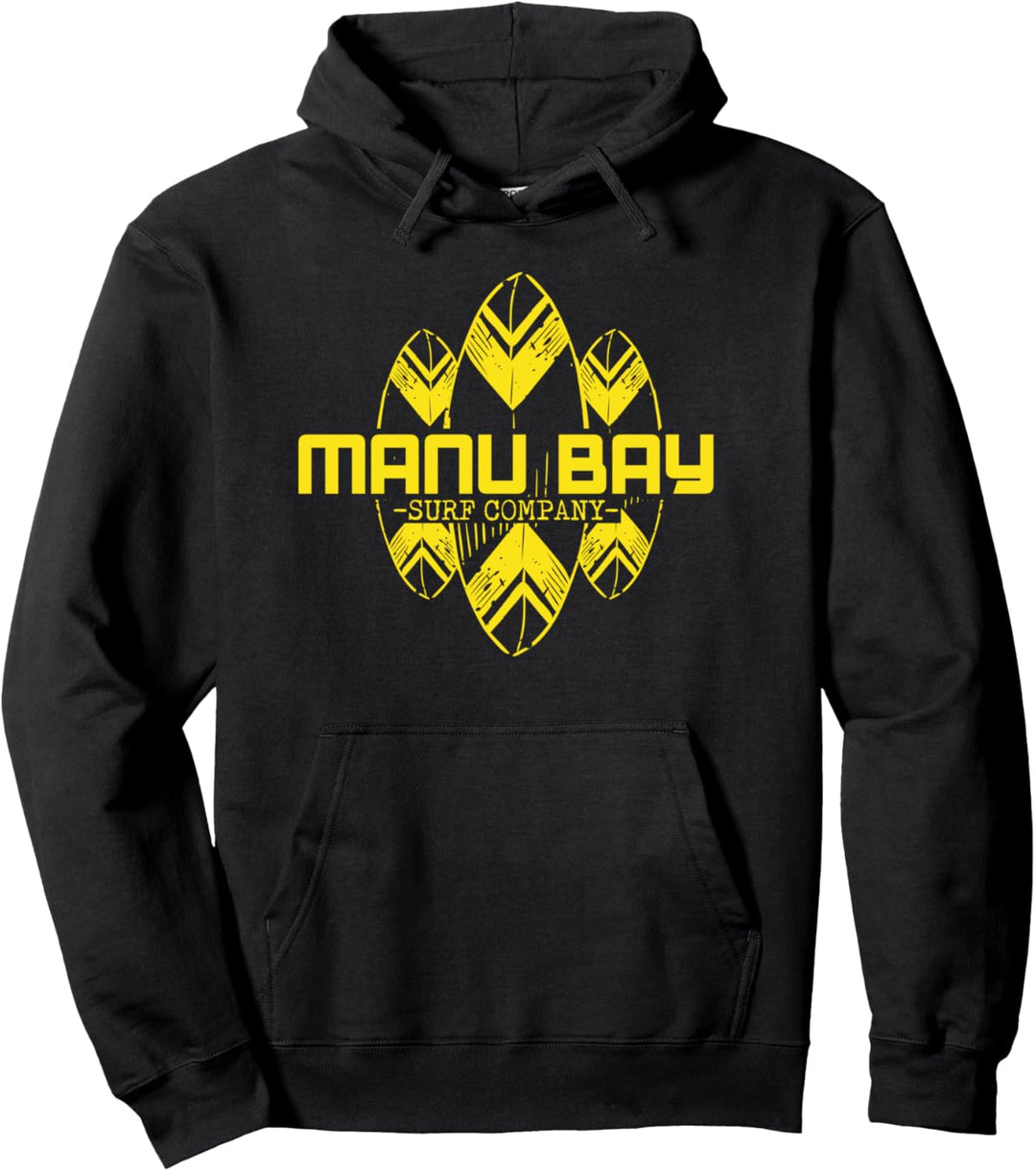 Manu Bay Surf Company New Zealand Surfboards Gold Logo Pullover Hoodie