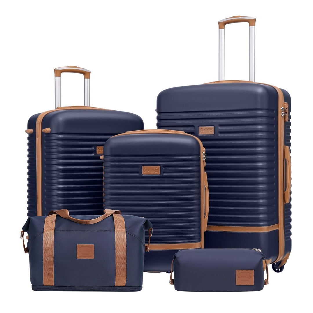 COOLIFE Koffer Set 5tlg, 20"+24"+28" Koffer mit Reisetasche &amp; Kulturbeutel | Reisekoffer Set für Fam