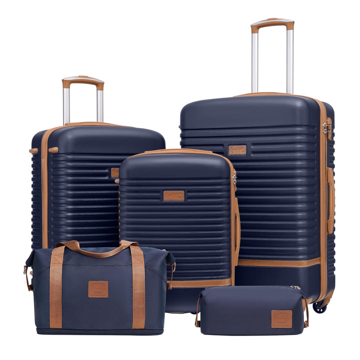 COOLIFE Koffer Set 5tlg, 20"+24"+28" Koffer mit Reisetasche &amp; Kulturbeutel | Reisekoffer Set für Fam