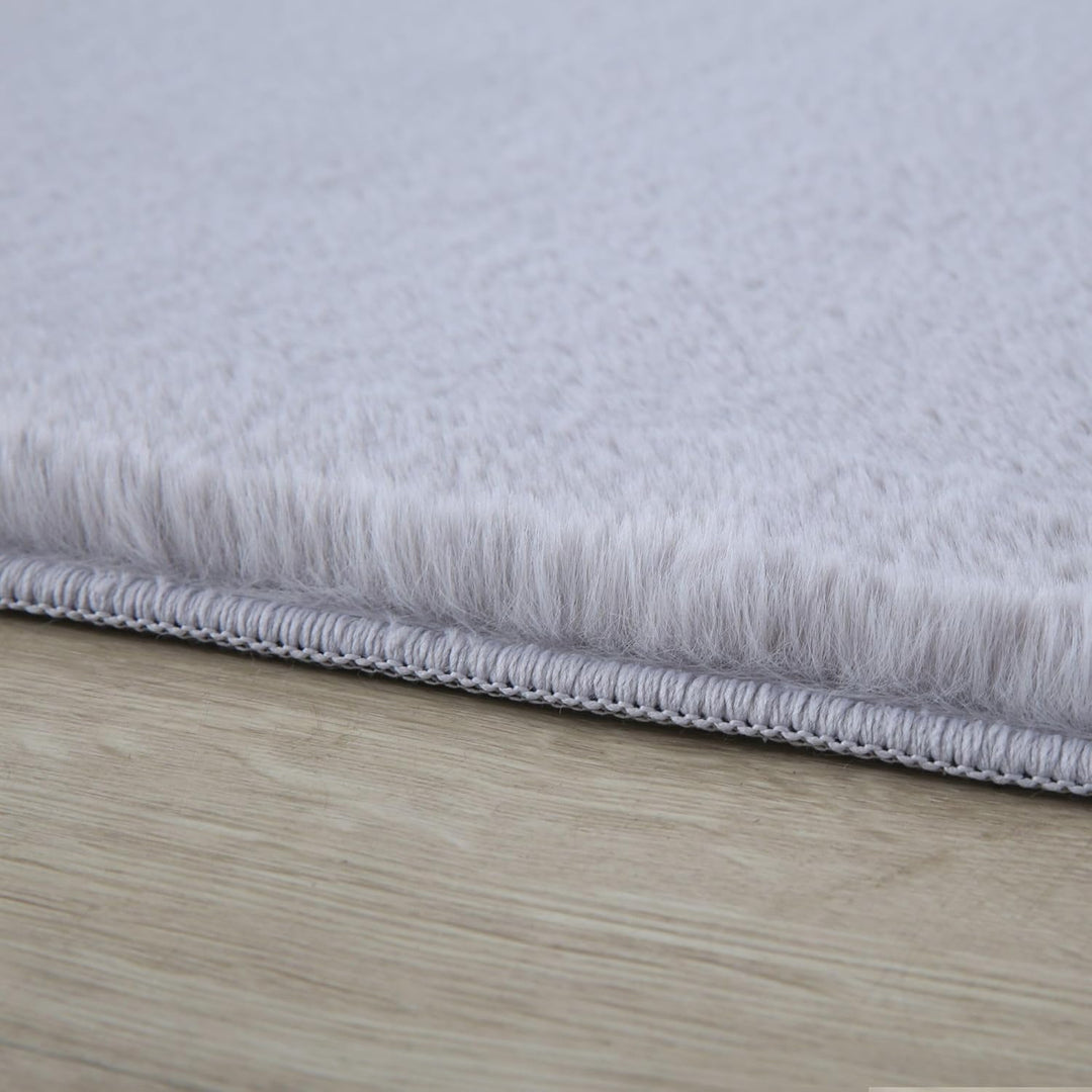 Carpetsale24 Teppich Wohnzimmer Einfarbig Modern Design 160 x 230 cm Silberfarbe - Hochflor Teppich