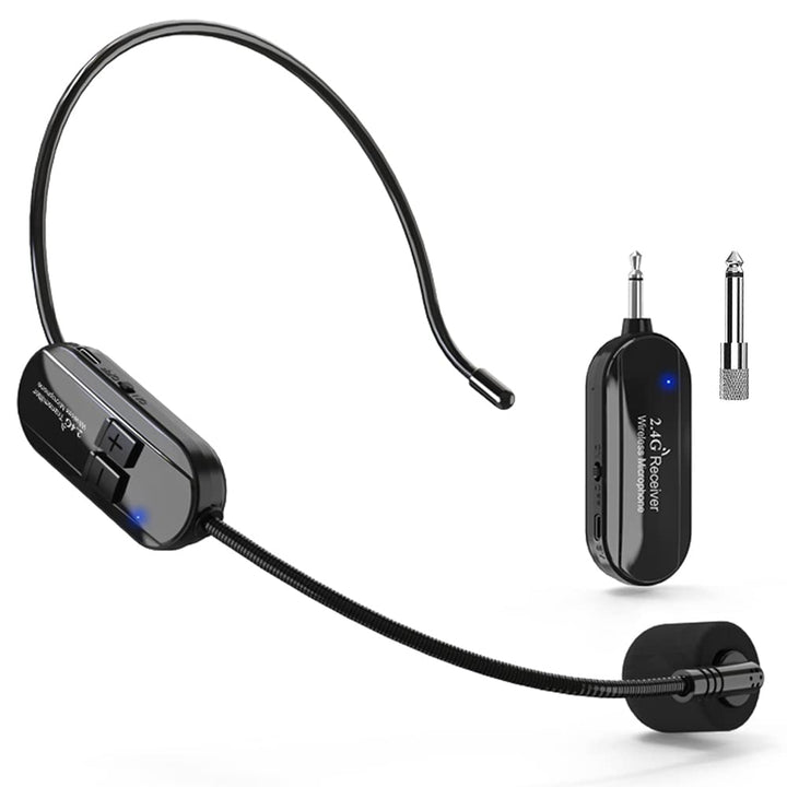 Wireless Mikrofon Headset, 2.4G Kabelloses Mikrofon funkmikrofon headset mit 50M Reichweite, Wiedera