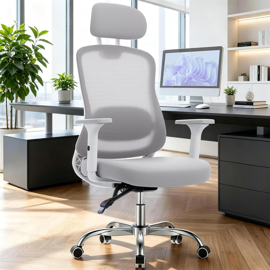 naspaluro 150kg Bürostuhl Ergonomisch Netzbezug 3D Armlehnen | Neigbare Rückenlehne mit Kopfstütze,