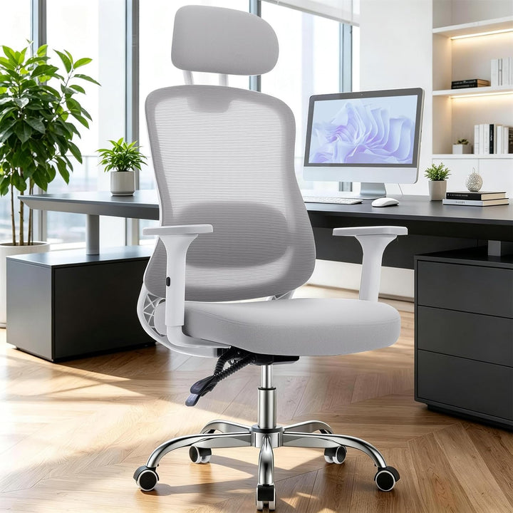 naspaluro 150kg Bürostuhl Ergonomisch Netzbezug 3D Armlehnen | Neigbare Rückenlehne mit Kopfstütze,