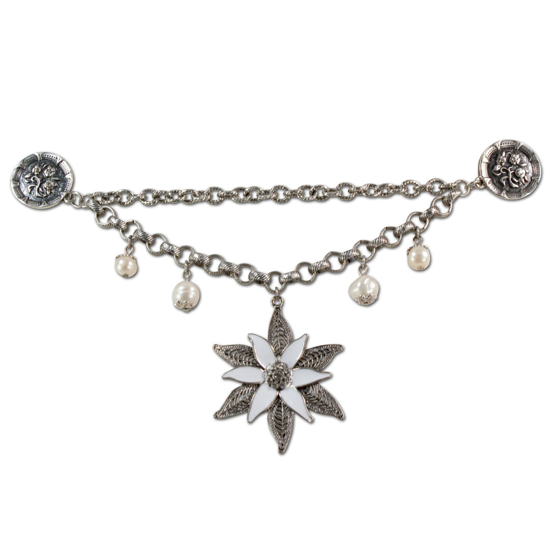 Alpenflüstern Damen Pin-Charivari Glamour-Edelweiss altsilber-farben DCH00800095