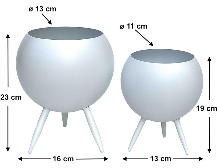 DanDiBo Blumenhocker Metall mit Topf Weiss Blumenständer 96259 2er Set Blumensäule Modern Pflanzenst