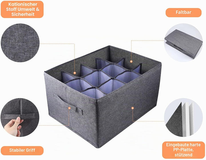 Kleiderschrank Organizer Schublade Aufbewahrungsbox für Kleidung - 12 Zellen Ordnungssystem Schrank