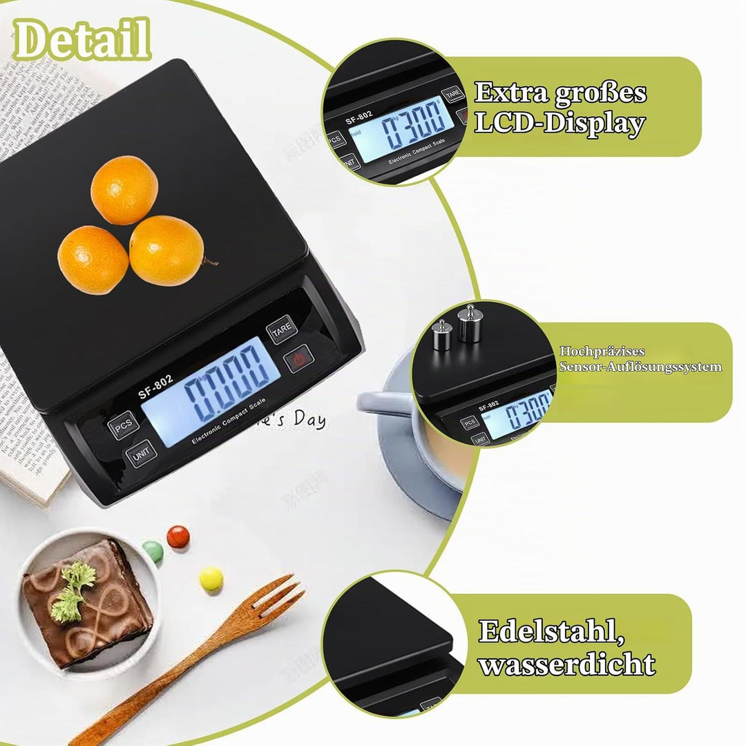 Waage küchenwaage gross Edelstahl Digitalwaage 30 kg Food Scale mit LCD Display Obstwaage Digitale K