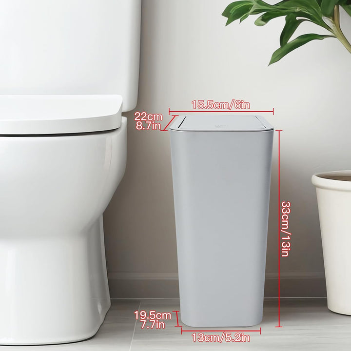 JOTOM 3er Set Mini Mülleimer Badezimmer mit Pop-Up Deckel, 10L moderner Abfalleimer Papierkorb Trash