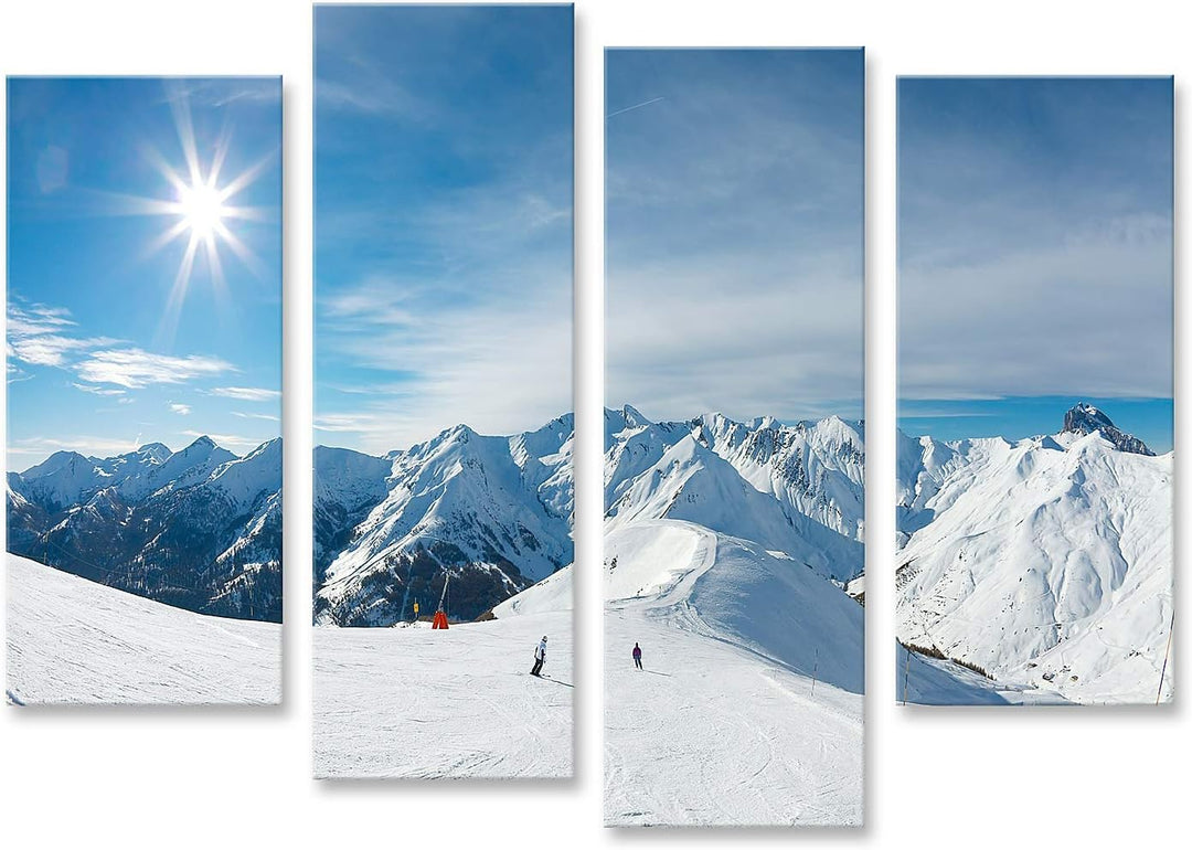 islandburner Bild auf Leinwand Skipiste In Den Bergen Bilder Wandbilder Poster Leinwand 130x80cm - 4
