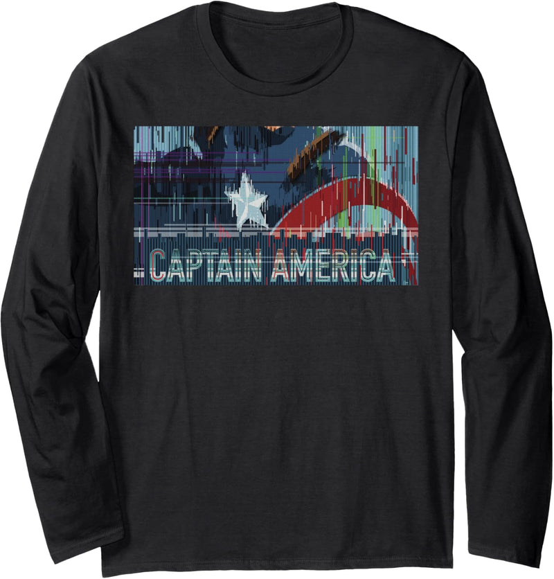 Marvel Captain America Glitched Poster Langarmshirt