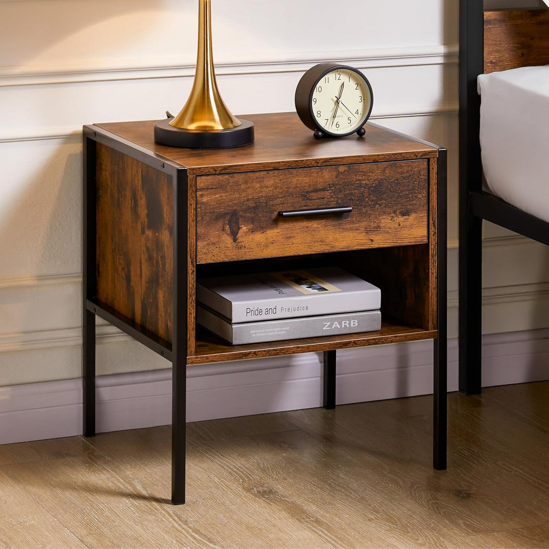 Vida Designs Brooklyn Nachttisch, Dunkles Holz, 1 Drawer Dunkles Holz 1 Drawer, Dunkles Holz 1 Drawe