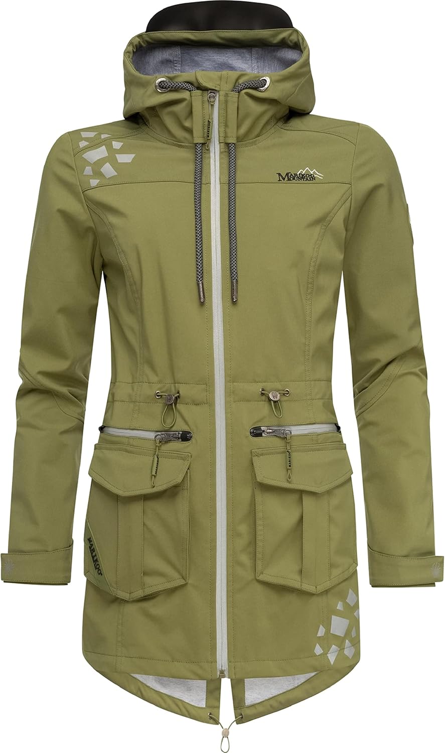 MARIKOO Damen wasserdichter Softshellmantel Softshelljacke Outdoorjacke Übergangsjacke Parka Kapuze