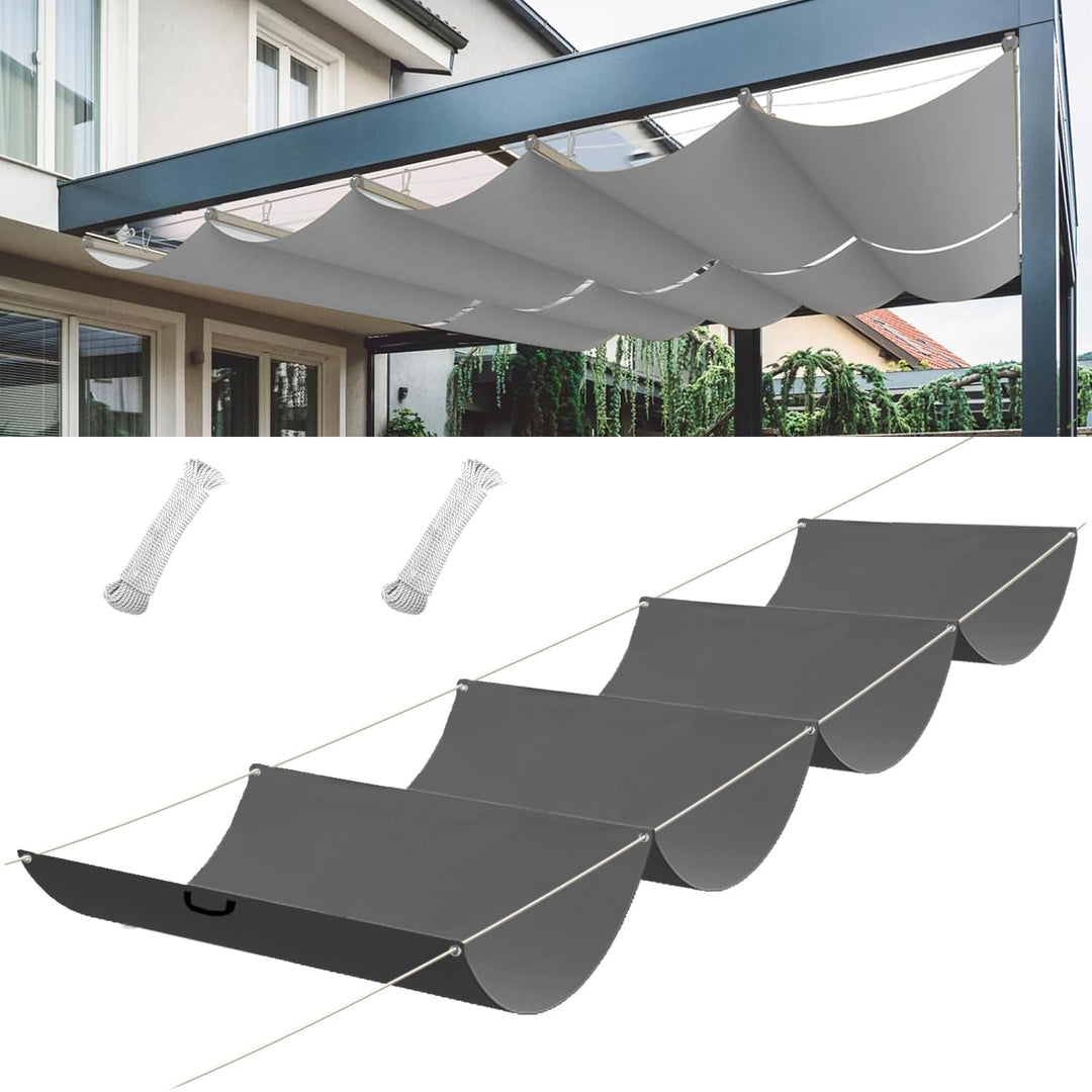 Ausziehbares Wellen-Sonnensegel, HDPE Sonnenschutz Pergola Ersatz Schattenabdeckung, verstellbar Sch