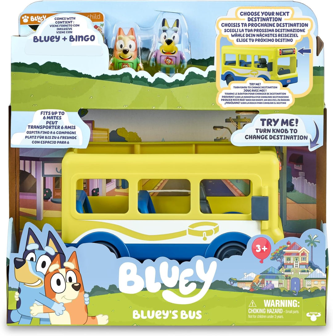 Bluey - School Bus, Bus für den Cole 2 Figuren mit Bingo Figuren aus der Zeichnungsserie Inantil, Sc