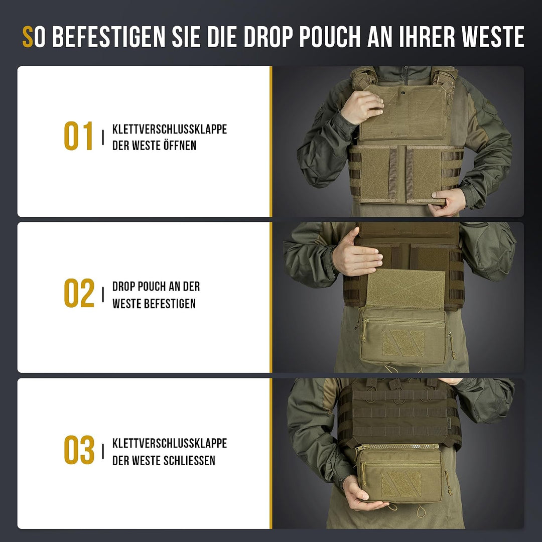 OneTigris Drop Down Pouch, PLUS1S Dump IFAK Pouch, Organizer Fronttasche für Taktische Weste Platten