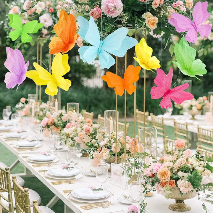 Easy Joy 6 Stück 3D Papier Schmetterling Deko,Schmetterling mit Befestigungsclip,Bunte Falter Sommer