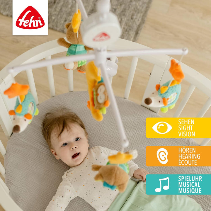 Fehn Musik Mobile Forest - Baby Einschlafhilfe Musikspielzeug mit Waldtieren - Spieluhr Melodie "Wei