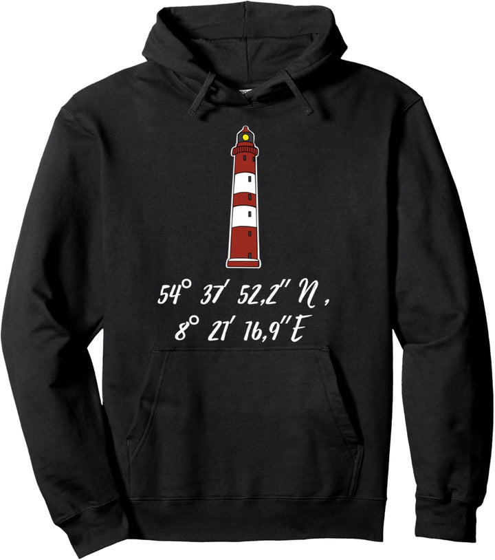 Leuchtturm Amrum Souvenir Koordinaten Pullover Hoodie