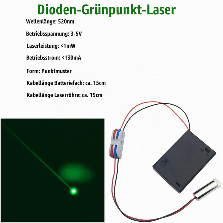 CTRICALVER 1 Pcs 520nm 3-5V Grün Laser-Dot-Modul-Diode mit Fahrer-Kunststoff-Objektiv + 1 pcs AA Bat
