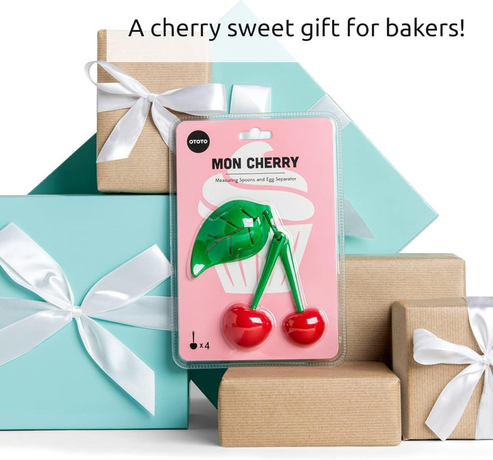 OTOTO Mon Cherry Messlöffel Set mit Eitrenner im Kirschen Design - Ob Messlöffel Proteinpulver, Dosi
