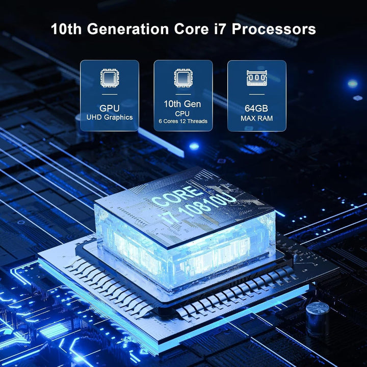 WEIDIAN PC Lüfterlos Industrie Mini PC Lüfterloser Core i7 10810U, Win 11 Industrial Computer GPIO,