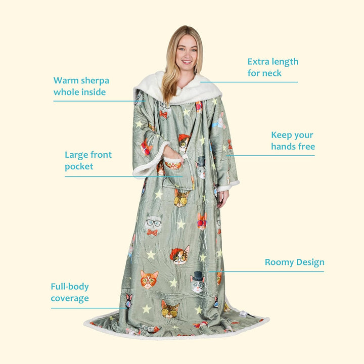 Catalonia Classy Decke mit Ärmeln als Geschenk für Frauen Herren, Flauschig Sherpa Kuscheldecke mit