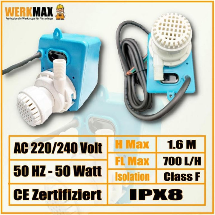 Werkmax Wasserpumpe Steinsäge, WMP700, Pumpe für Steintrennmaschine Nassschneider, 700 L/H