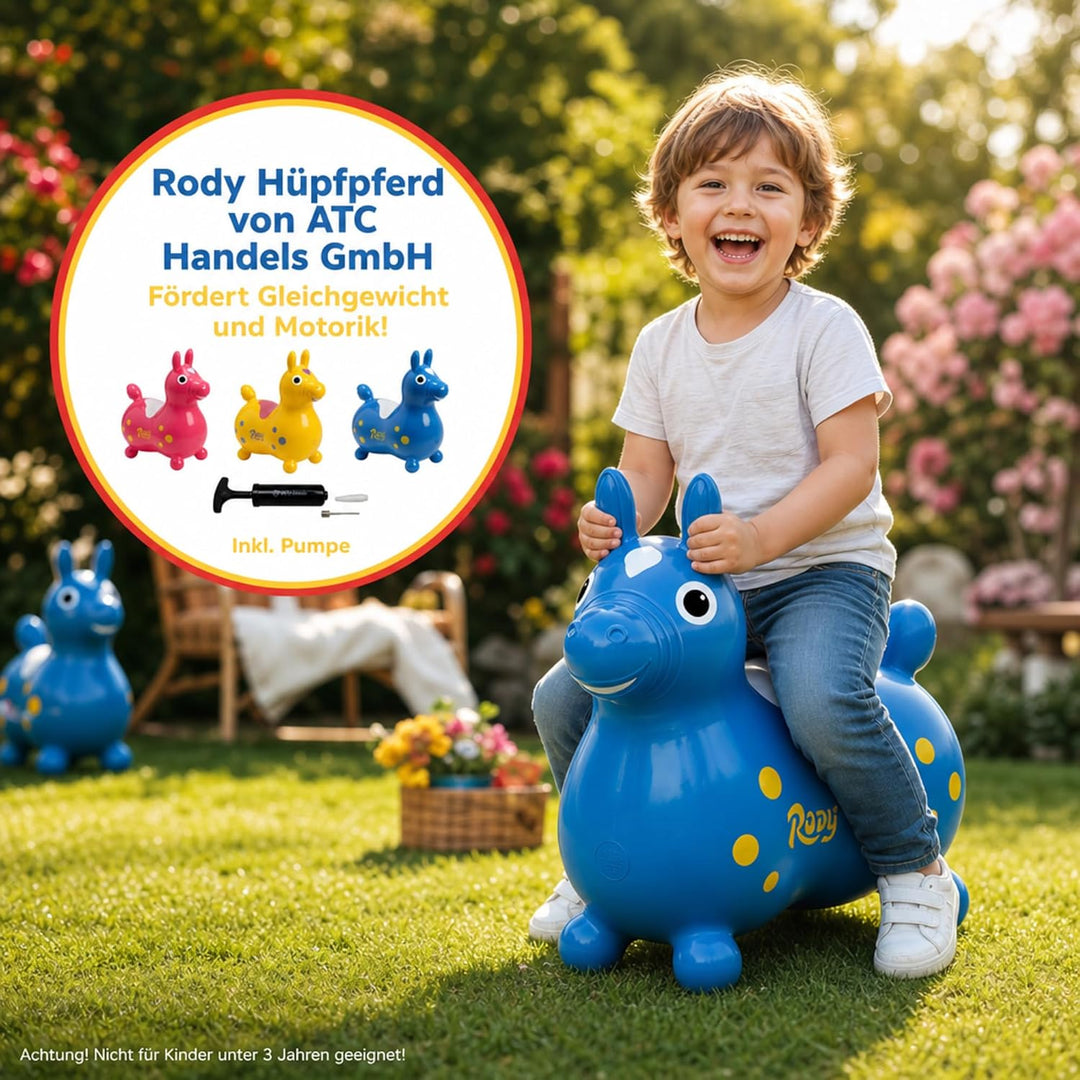 Rody Hüpfpferd + inkl. Pumpe von ATC, Sprungpferd Cavallo Ledraplastic Gymnic (rot), Rot