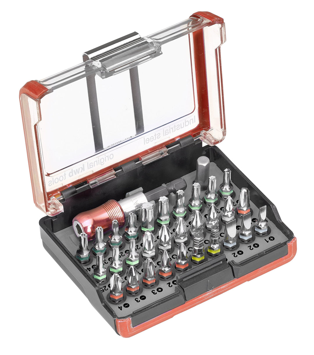 kwb Standard Bit-Box – 32-tlg. inkl. Bit-Halter, 1/4 Zoll Adapter und Sechskant Antrieb nach ISO 117