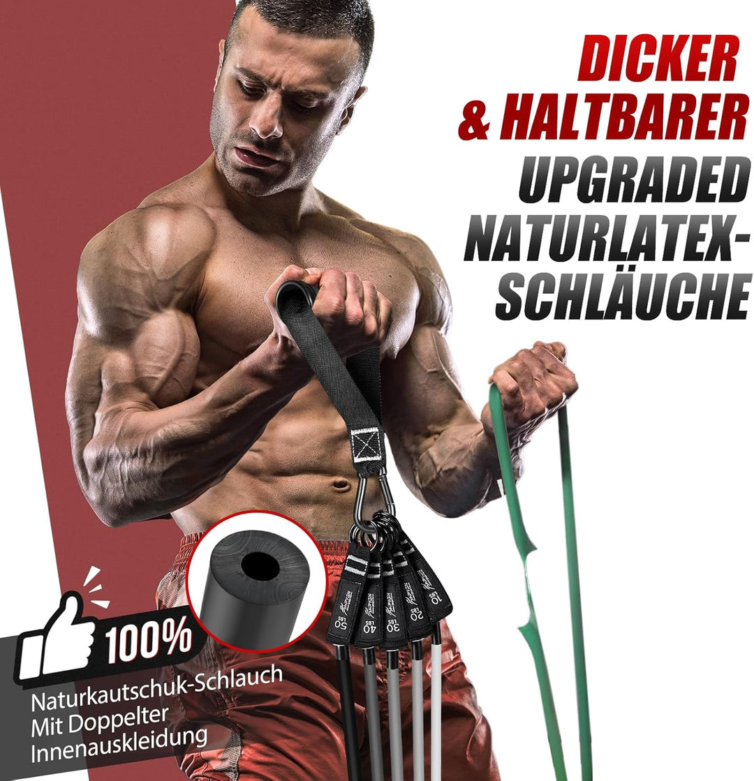 Fitnessbänder Set, 150lbs 200lbs 250lbs Resistance Bands 5 Verschiedene Stärken, Widerstandsbänder S