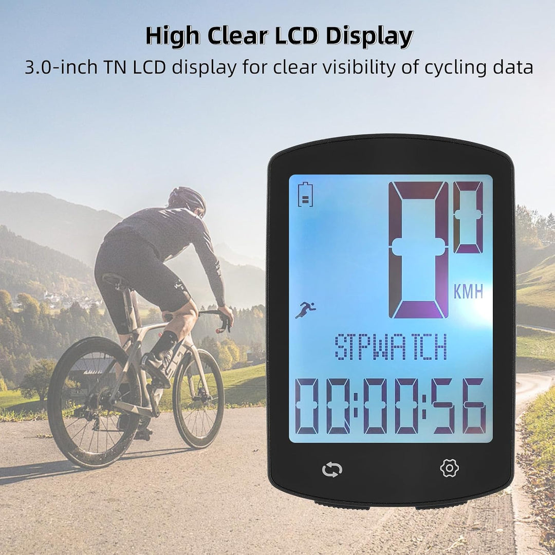 Fahrradcomputer Kabellos, 3,0 Zoll TN LCD Bildschirm Fahrradtacho | Fahrrad Kilometerzähler mit LED