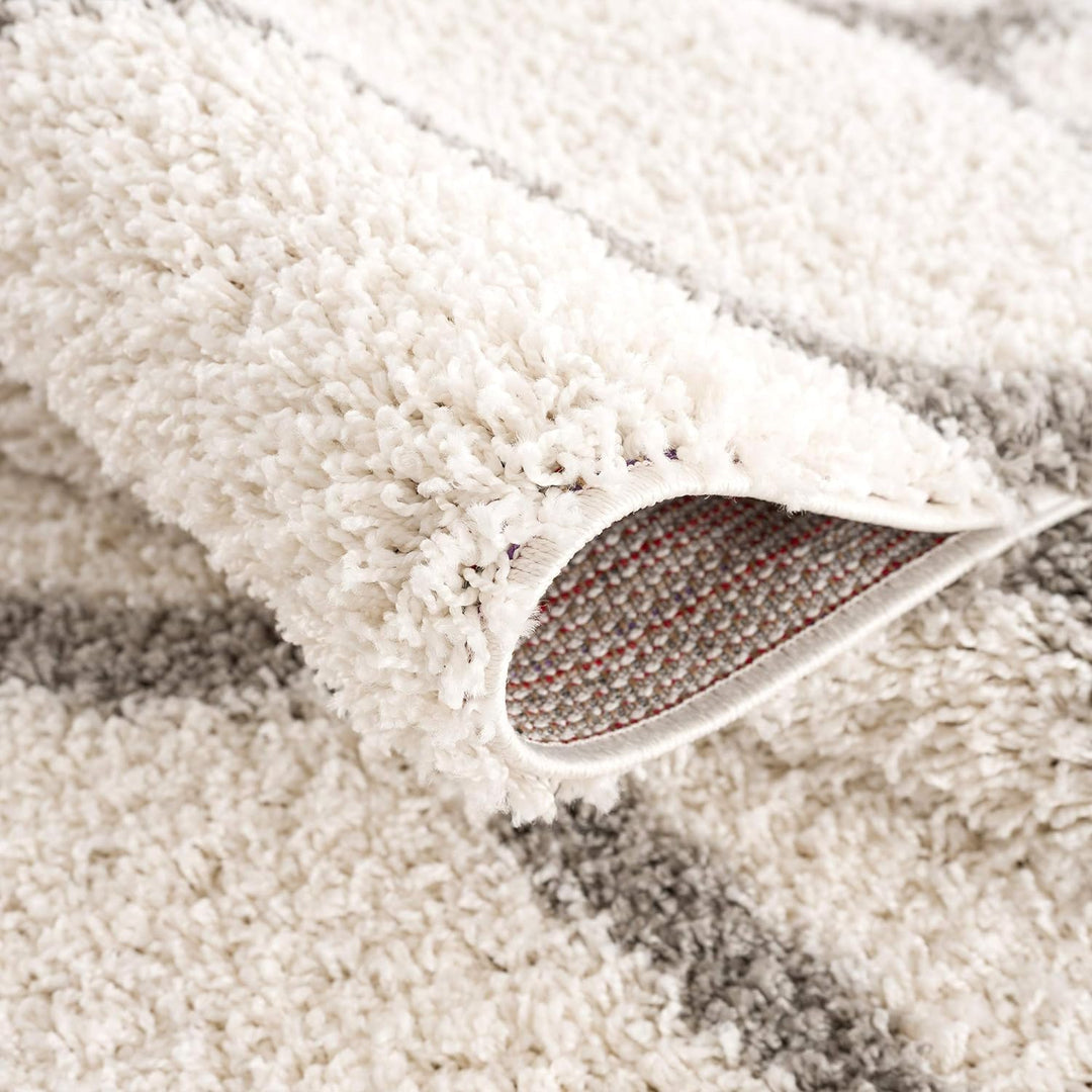 SANAT Madrid Shaggy Teppich Rund - Hochflor Teppiche für Wohnzimmer, Schlafzimmer, Küche - Morocco C