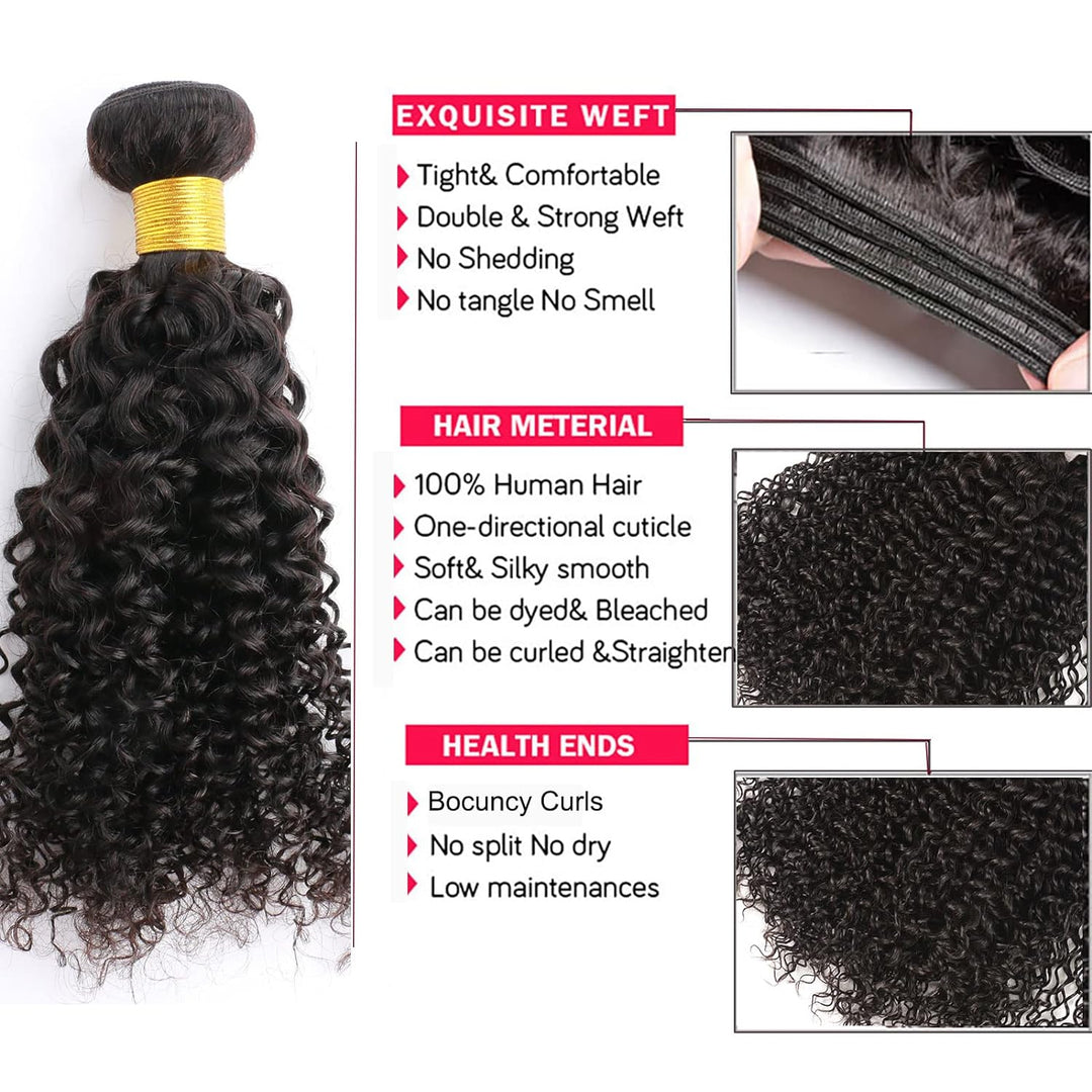 Huarisi Kinky Curly Brazilian Hair Bundle 100g Human Hair Weave Tight Curls Hair Extensions Double W