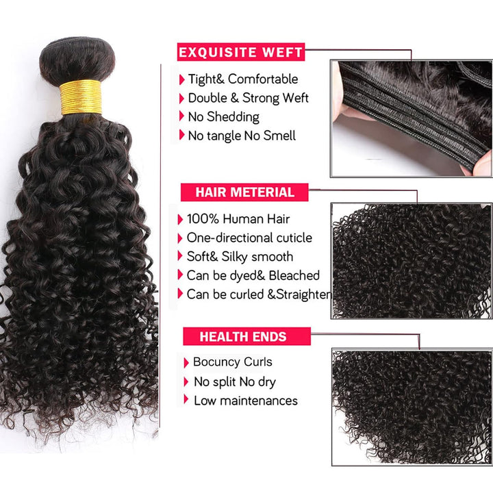 Huarisi Kinky Curly Brazilian Hair Bundle 100g Human Hair Weave Tight Curls Hair Extensions Double W