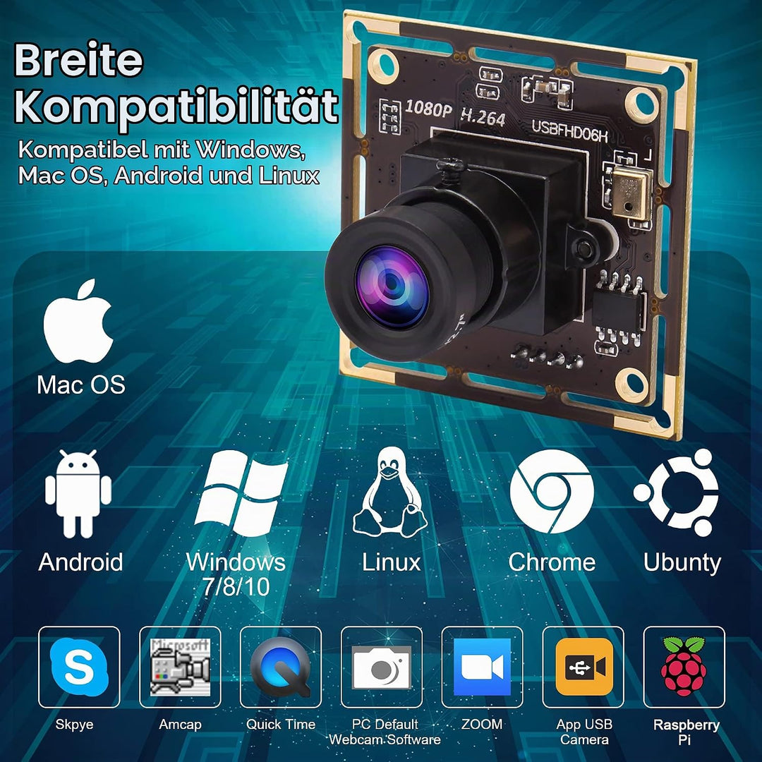 ELP Kamera 1080P Webcam H.264 Low Light USB Camera Mini Kamera Modul (3.6mm Objektiv USB Kamera Modu