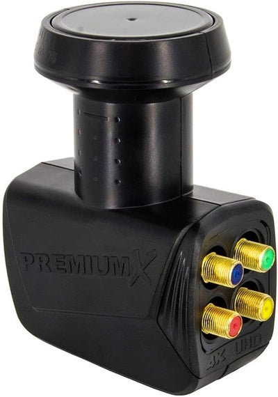 PremiumX Satelliten-Komplettanlage 60cm Antenne Hellgrau Quad LNB bis 4 Teilnehmer 4X DVB-S2 SAT TV