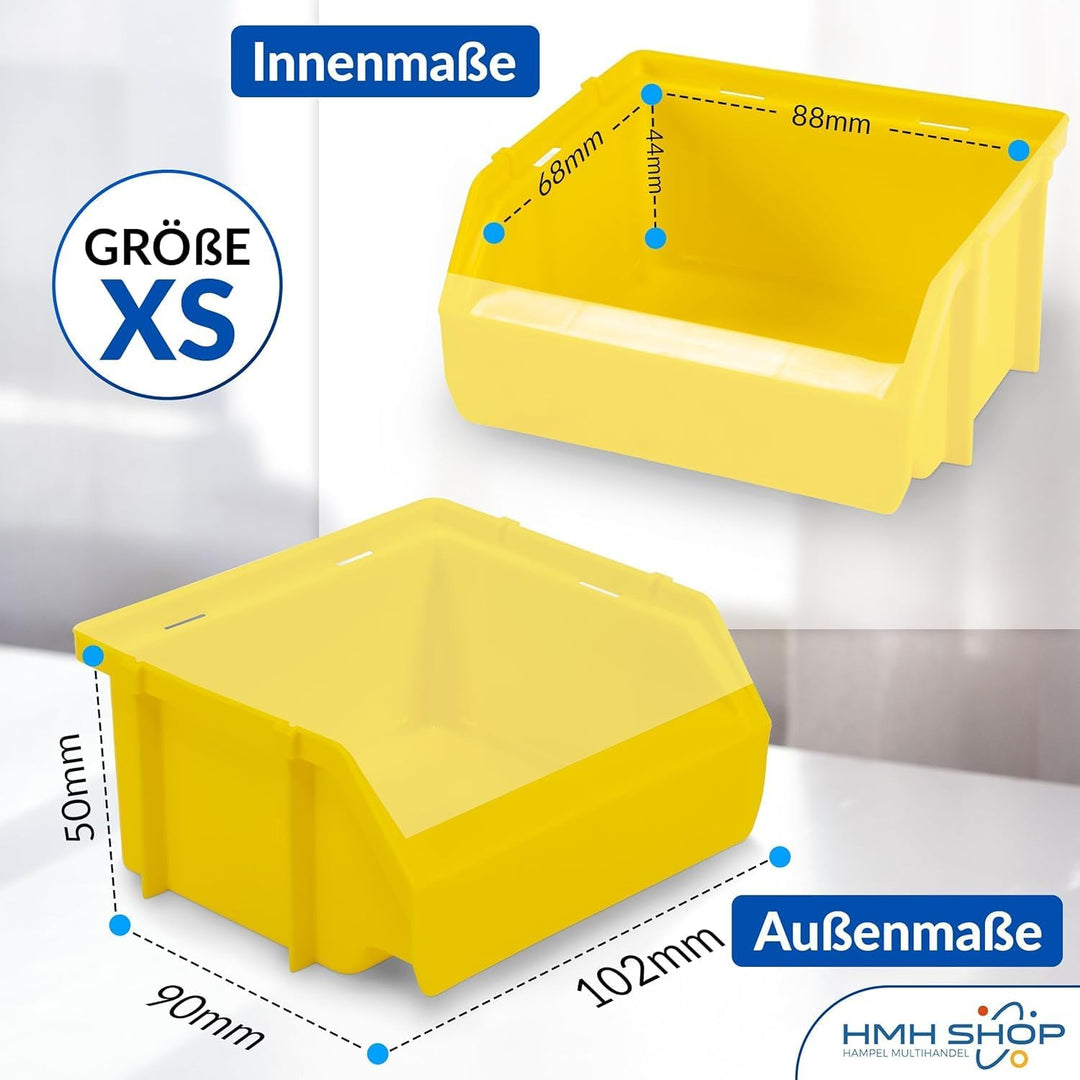 HMH 96x Stapelboxen Grösse XS Werkstatt Garage Keller Sichtlagerboxen 90x102x50mm Lagerboxen ROT Sic