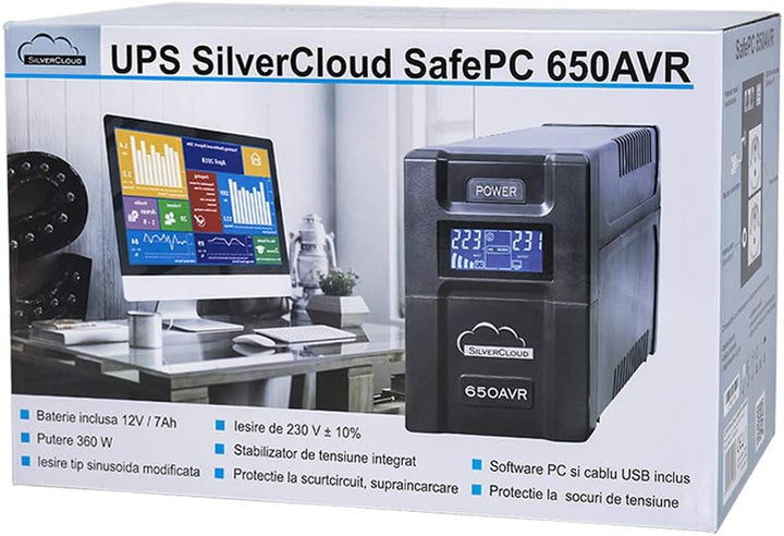 UPS SilverCloud SafePC 650AVR Power 360W LCD-Bildschirm PC-Überwachungssoftware