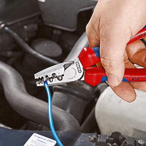 Knipex Crimpzange für Aderendhülsen mit Kunststoff überzogen 180 mm (SB-Karte/Blister) 97 71 180 SB