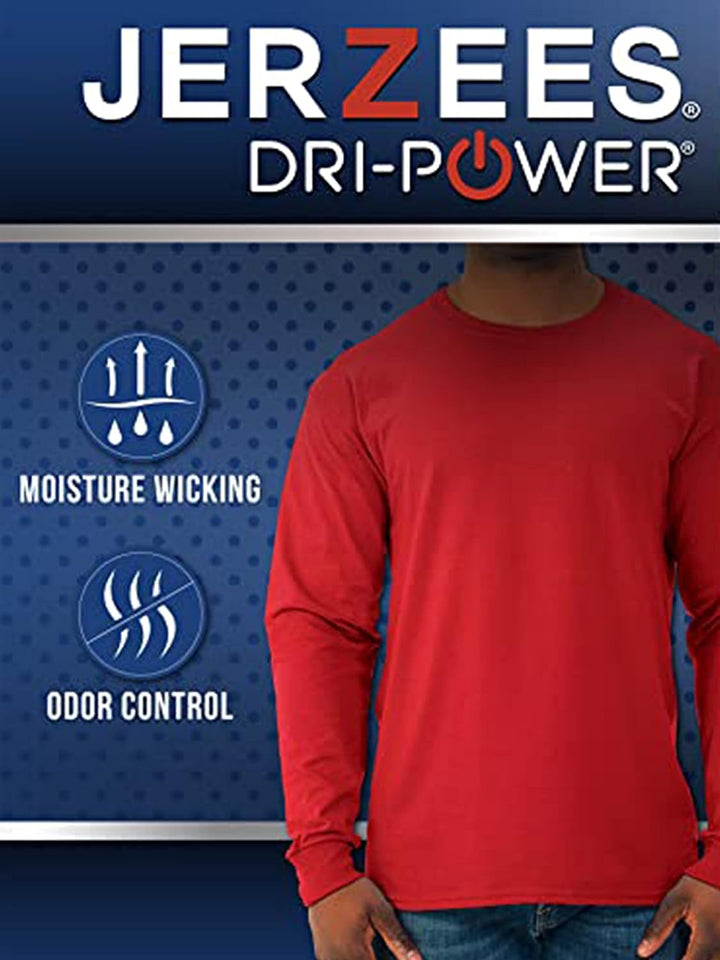 Jerzees Herren Dri-Power Langarm-t-Shirts aus Baumwollmischgewebe, Feuchtigkeitstransport, Geruchssc