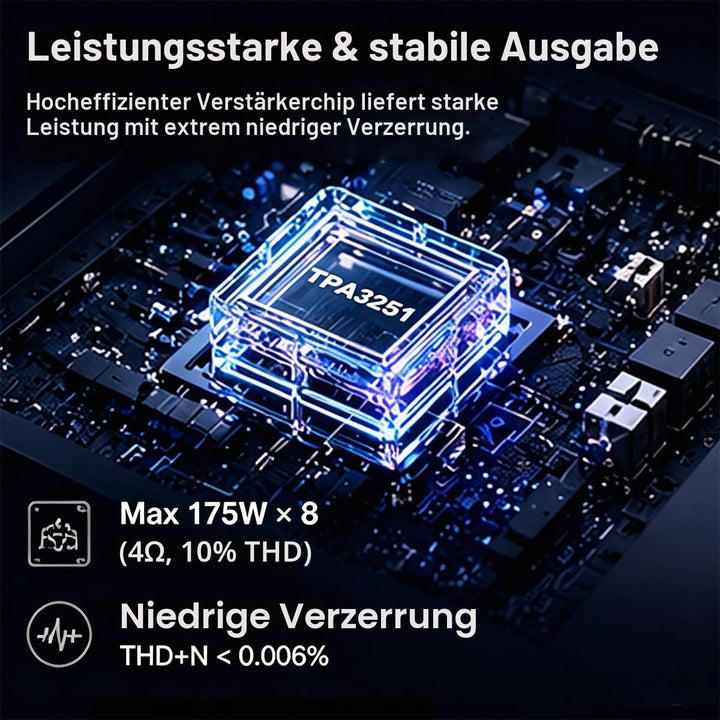 3eAudio PAM256 Multikanal-Endstufe - 6-Kanal Verstärker mit 250W pro Kanal, TPA3255 PBTL, GaN &amp; PFFB