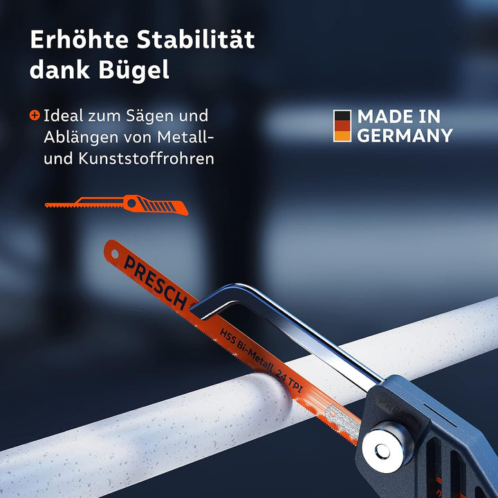Presch Mini Metallsäge Flexibel 300mm - 3in1 Bügelsäge inkl. Metallsägeblatt - Verstellbarer Sägehan